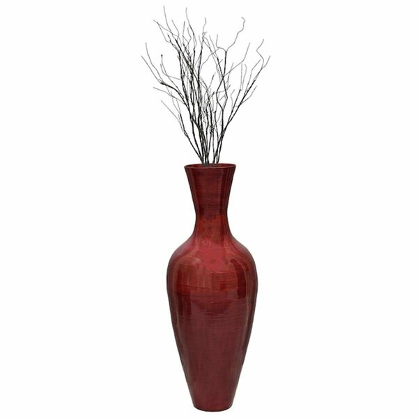 Colocar 37.5 x 14 in. Bamboo Floor Vase, Glossy Red CO2641723